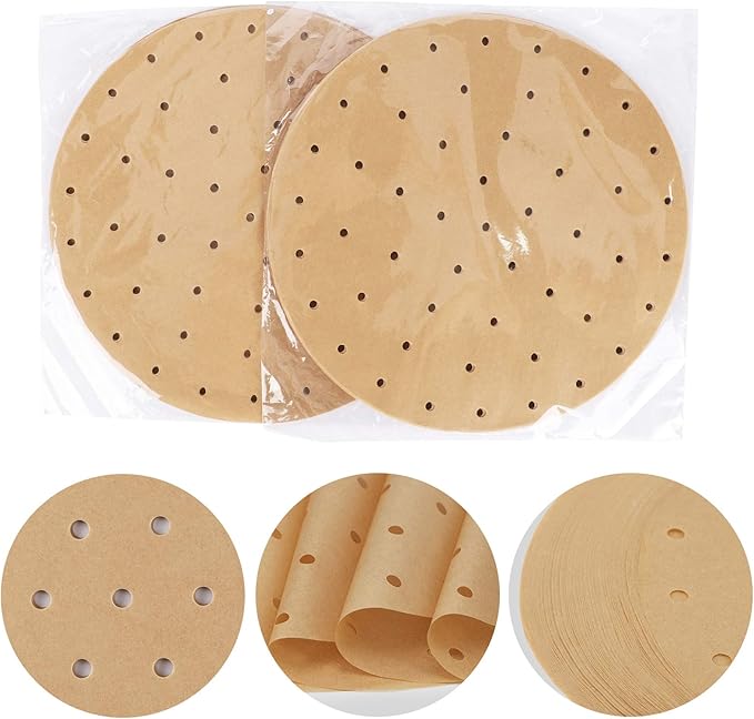 Beasea Air Fryer Round Liners - 12 Inch, 200pcs Unbleached Parchment Paper for Air Fryer and Steaming Basket