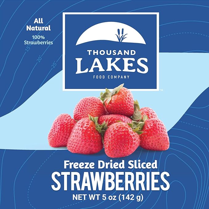 Thousand Lakes Freeze Dried Sliced Strawberries, Premium Fruit - Bulk 5 oz | No Sugar Added | 100% Strawberries