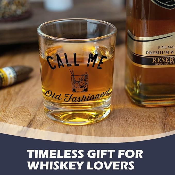 Call Me Old Fashioned Whiskey Glasses 10 oz, Gifts for Cocktail Lovers, Funny Old Fashioned Rocks Glasses for Women Men Drinking Scotch Bourbon Cocktail Liquor Vodka