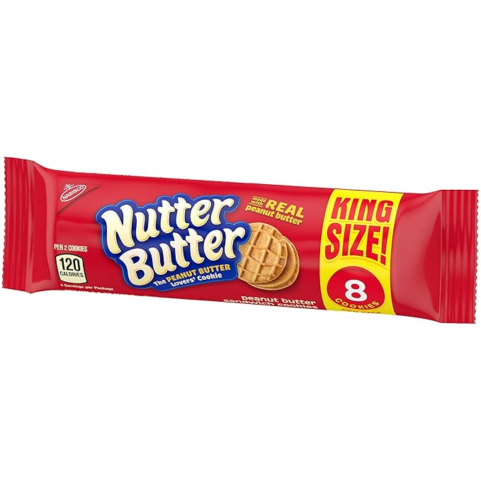 Nutter Butter Peanut Butter Sandwich Cookies, King Size, 3.5 oz