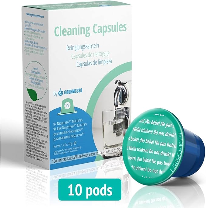 Nespresso Cleaning Pods - 10 Cleaning Capsules for Nespresso Original Machines. Cleaning Kit for Better Tasting Coffee!