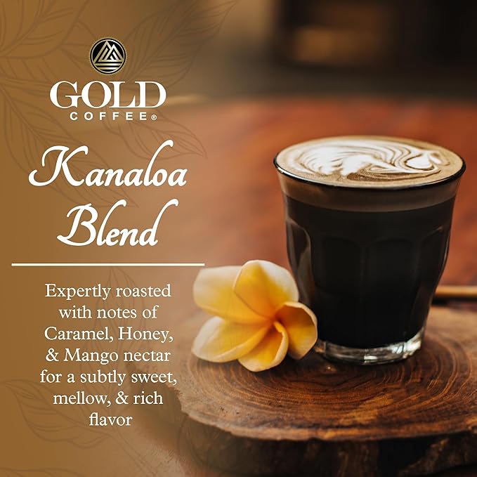 Gold Coffee | Kanaloa Premium House Blend, Medium Roast, Ground |100% Arabica Coffee, 1 lb. (Pack of 4)