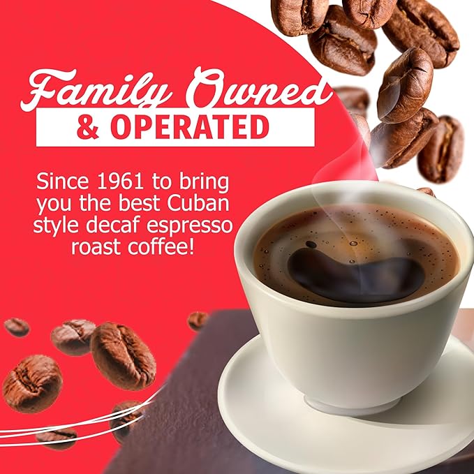 Café Aroma Decaf Dark Roast Espresso Ground Coffee, Authentic Cuban Style Coffee, Vacuum Sealed, 8.8oz, Perfect for Hot and Iced Coffee, 4-Pack