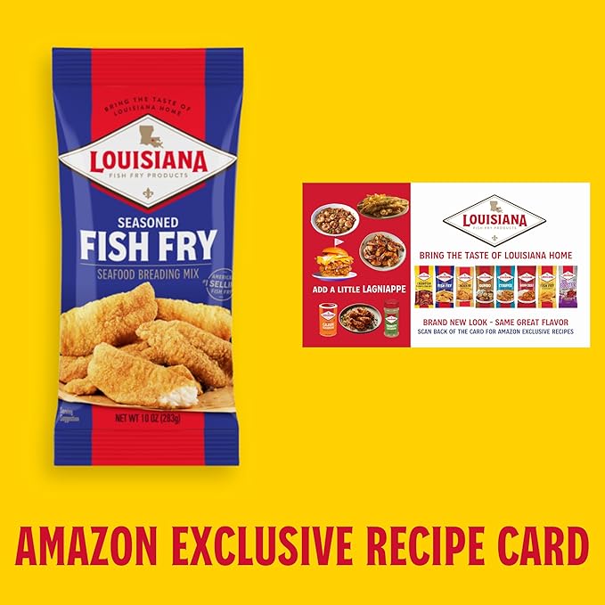 Louisiana Fish Fry Seasoned Fish Fry Seafood Breading Mix 10 oz. (Pack of 1) - Season and Cook All Your Fish, Shrimp, Oysters, Vegetables, and More to Crispy Perfection (Exclusive Amazon Recipe Card Included)