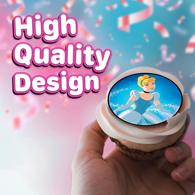 30 x Edible Cupcake Toppers Themed of Fairytale Princess Collection of Edible Cake Decorations | Uncut Edible on Icing Sheet