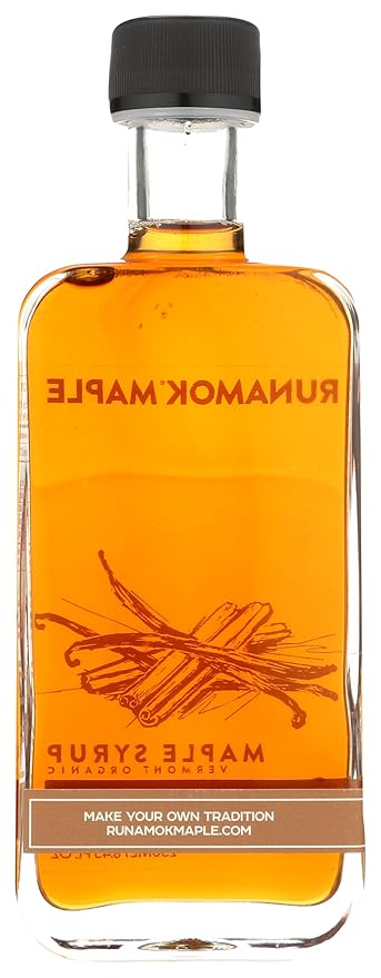 Runamok Maple Cinnamon-Vanilla Infused Maple Syrup - Authentic & Real Vermont Maple Syrup | Gluten Free & Natural Sweetener | Breakfast, Coffee, Pancakes Maple Syrup | 8.45 Fl Oz (250mL)