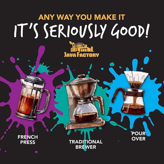 Java Factory Wakey Wakey Flavored Ground Coffee Bag ??Light Roast Brew, Made with 100% Arabica Beans, 10 Oz