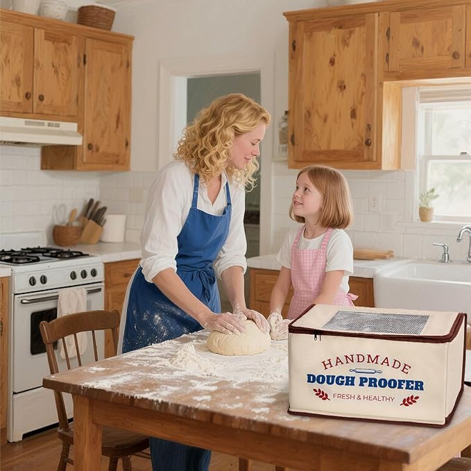 Folding Dough Proofer Box with Temp Control (50-130?? & 24H Timer, Extra Large Bread Proofing Box for Sourdough, Pizza, Yogurt, Seed Starting, 3D Filament Drying, Space-Saving & Easy to Use