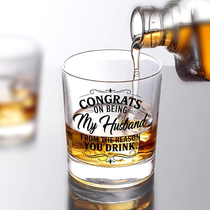 NewEleven Gifts For Husband - Husband Anniversary, Birthday Gift, Meaningful Gift For Him - Funny Gifts, Whiskey Present For Husbands From Wife, Her - Whiskey Glass
