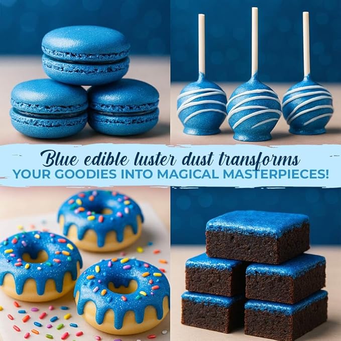 Bulk (20g) Blue Luster Dust Edible Glitter for Cocktails | Premium Edible Blue Luster Dust for Cake Decorations - Edible Glitter for Drinks Cupcakes Cookies Cakes Food Paint