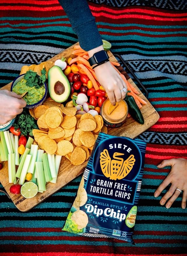 Siete Grain Free Tortilla Chips | Gluten Free Chips | Paleo & Vegan Snacks | Non GMO | Dip Chip, 5 Ounce (Pack of 6)