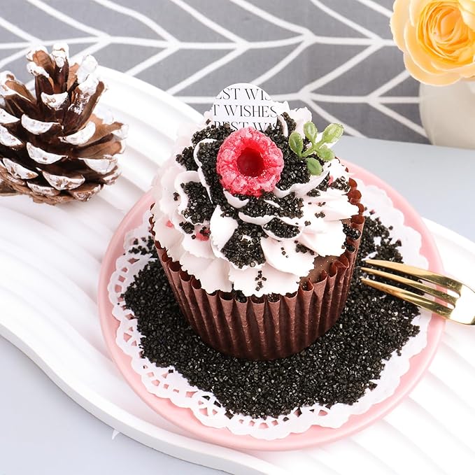 Black Sprinkles Sanding Sugar, 6.35 Oz Edible Sparkling Sugar Crystals for Baking Cookies Ice Cream Cupcake Cake Decorations
