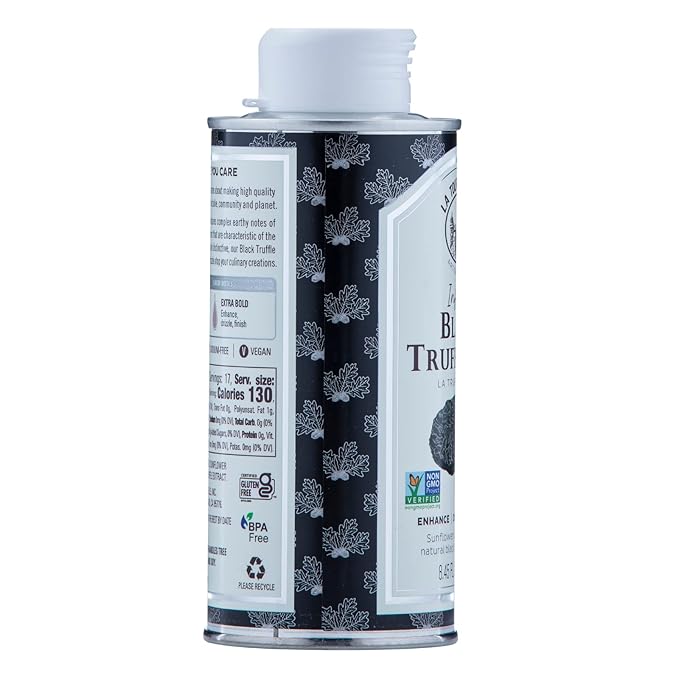 La Tourangelle, Black Truffle Oil, Complex Gourmet Earthy Flavor for Drizzling over Pasta, Popcorn, Vegetables, Potatoes, Soup and More, 8.45 Fl Oz