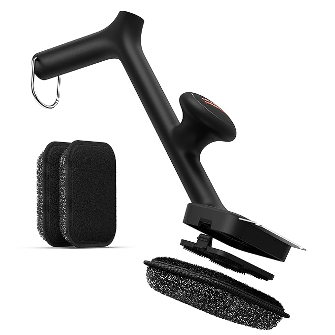 BBQ Grill Brush Bristle Free - 17" Safe Steam Grill Cleaner Brush with Scraper and 3 Brush Heads for Porcelain/Gas/Charcoal Grill Outdoor Grill Barbecue Cleaner