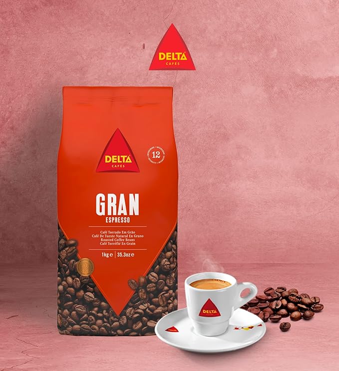 Delta Cafes Gran Espresso Whole Bean Coffee, Portugal, Naturally Roasted, Intense with Crema, 2.2lb