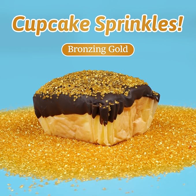 Bronzing Gold Sanding Sugar Sprinkles, Food Grade, 150g, Edible Sprinkles for cupcake decorating, Cake Toppers, Sprinkles Decoration, Ice Cream, Wedding Party Valentines Halloween Christmas Supplies