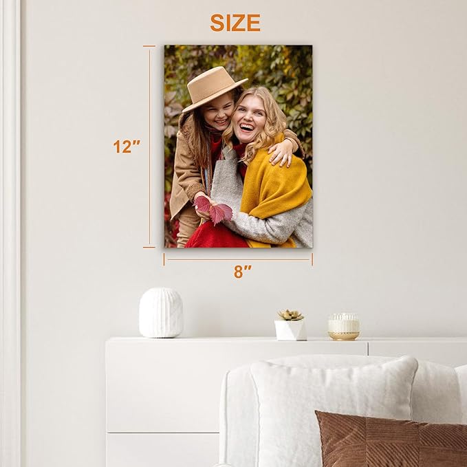 Custom Canvas Prints with Your Photos- Personalized Print Canvas Pictures, Custom Wall Art Gift for Living Room, Bedroom, Wedding Family Baby Pets Framed 8 x 12 inche