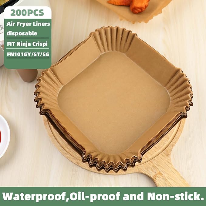 200PCS Air Fryer Liners Disposable for Ninja Crispi FN101GY/ST/SG,LYHOLKEER Parchment Paper For Glass Portable Cooking System Air Fryer,Ninja Crispi Accessories