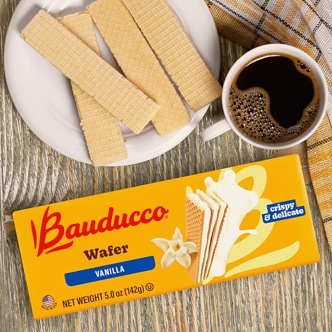 Bauducco Wafer Cookies Neapolitan Flavors Bundle - Vanilla, Chocolate, and Strawberry, 5.0 oz each flavor (Pack of 3)