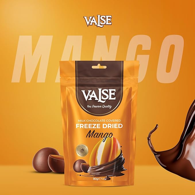 Chocolate Covered Mango, Milk Chocolate Covered Freeze Mango, 2.8 oz Chocolate Covered Fruit, Chocolate Dipped Mango (Mini, Mango)