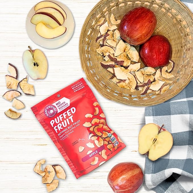 Made In Nature Organic Puffed Fruit, Apple, 1.4 Ounce Bag (Pack of 6) - Vegan Snack, Non-GMO, Gluten Free