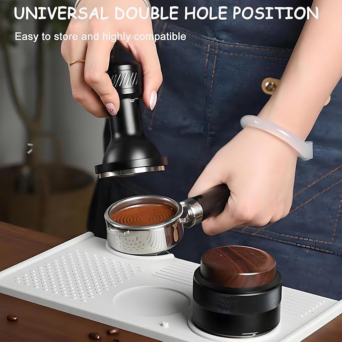 Espresso Tamping Mat ??Food Grade Silicone Coffee Tamper Pad with Portafilter Slots, Heat Resistant, Anti-Slip, Waterproof Tamping Station for Baristas