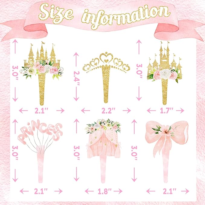 40 Pcs Princess Cupcake Toppers - Elegant Princess Party Decorations and Princess Cake Decor - Perfect for Princess Birthday Cupcake Toppers, Princess Baby Shower, and Fairy Tale Theme Party
