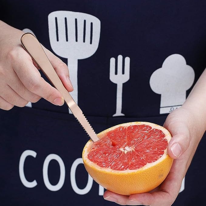 Set of 3 Stainless Steel Grapefruit Spoons with Serrated Edges and Grapefruit Knives - Perfect Utensils for Scooping and Piercing Citrus Fruit, Grapefruit Knives, Grapefruit Utensils