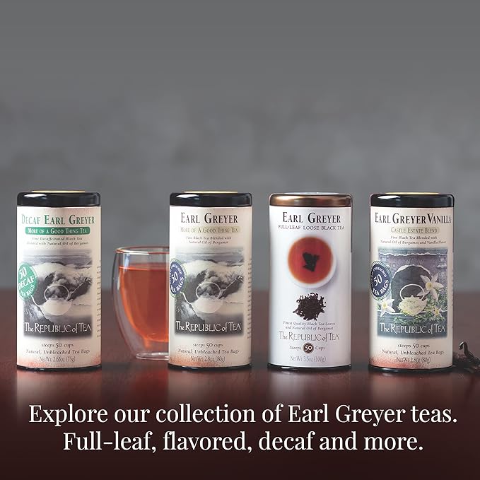 The Republic of Tea - Earl Greyer Black Tea Tin, 50 Tea Bags, Naturally Caffeinated