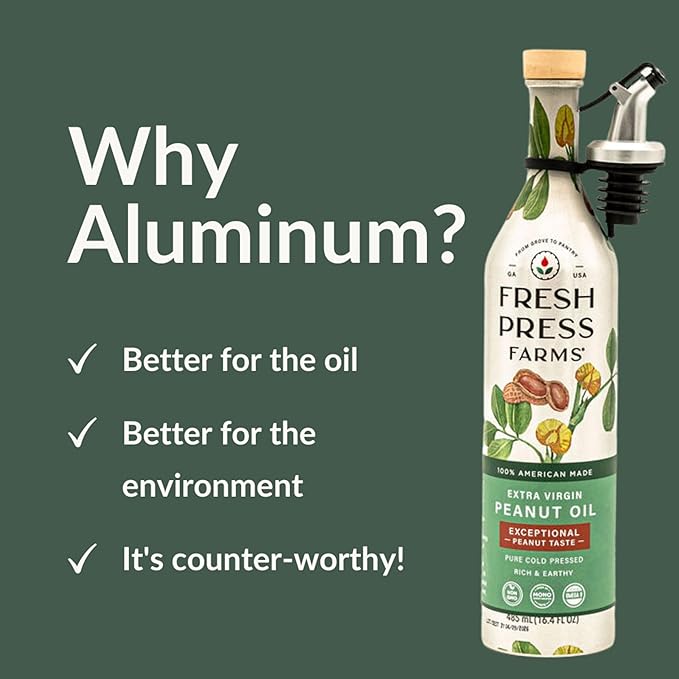 Fresh Press Farms Cold Pressed Extra Virgin Peanut Oil with Fresh Peanut Taste, 16.4 Fl Oz (Pack of 2), Georgian Grown, 100% American Made, Non-GMO, Gluten Free