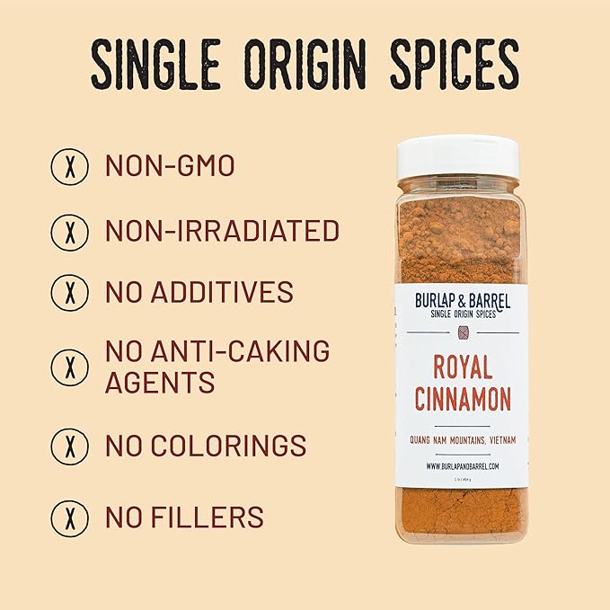 Burlap & Barrel Royal Cinnamon ??Intense Sweetness & Spiciness of Vietnamese Cinnamon Powder & Spice ??As seen on Shark Tank - 16oz Container