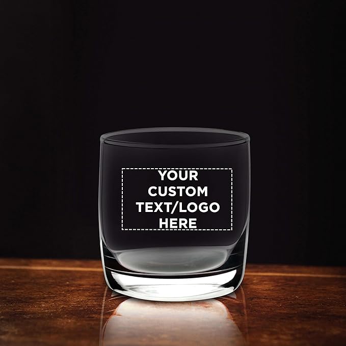 DISCOUNT PROMOS Custom Whiskey Glasses 10 oz Set of 100, Personalized Bulk Pack - Heavy Base Old Fashioned Glass, Perfect for Scotch, Bourbon, Whiskey, Cocktail - Clear Bottom Color