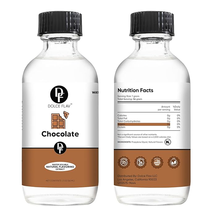 Dolce Flav Natural Chocolate Extract ??Sugar-Free & Kosher ??Pure Cocoa Flavor for Baking, Coffee, Ice Cream, Smoothies & Desserts ??Highly Concentrated ??2 oz