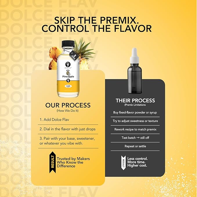 Dolce Flav Pineapple Extract ??8 Ounce Oil-Soluble Kosher Kosher, Sugar-Free, Concentrated Tropical Flavor for Candy, Chocolates & Desserts, Includes Measured Dropper