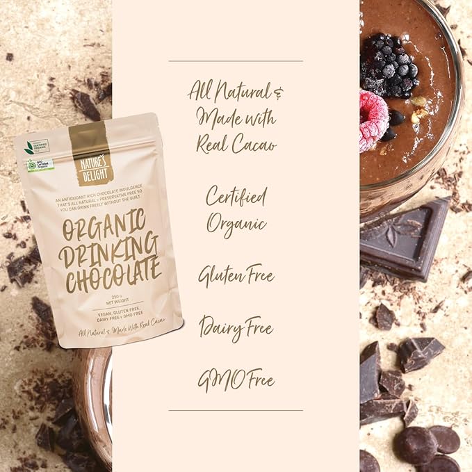 Nature's Delight Organic Drinking Chocolate 250 g, 8.8185 Ounce, 250.0 grams