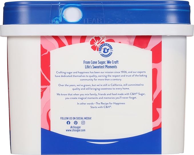 C&H® Granulated Sugar, 3.5 lb Easy-Baking Tub (Pack of 2) - Ideal for Family Baking, Desserts, and Everyday Sweetening - Includes Bonus Recipe Card
