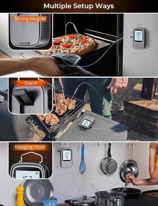 Govee Bluetooth Meat Thermometer, Wireless Meat Thermometer for Smoker Oven, Digital Grill Thermometer with 2 Probes, Timer Mode, Smart LCD Backlight BBQ Thermometer for Cooking Turkey Fish Beef