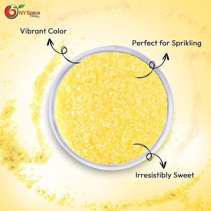 NY Spice Shop Yellow Sanding Sugar - 1 Pound Sweet Colorful Edible Sprinkles For Candy Dish - Sugar Sprinkles For Cake Decorating Cookies Basket & Dishes