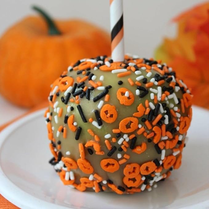 Halloween Sprinkles 4 Cell Candy Eyeballs, Pumpkin Confetti, Orange Sanding Sugar, Orange White Black Nonpareils Jimmies & Sugar Pearls | Cake Cookie Cupcake Decorations for Halloween Party Baking Supplies 6.5oz