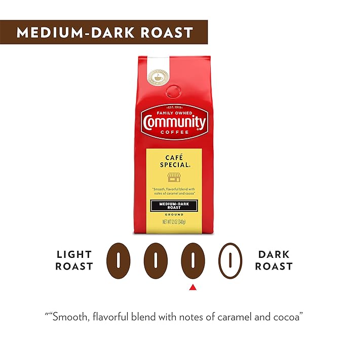 Community Coffee Cafì±?Special Blend, Medium Dark Roast Ground Coffee, 12 Ounce Bag (Pack of 4)