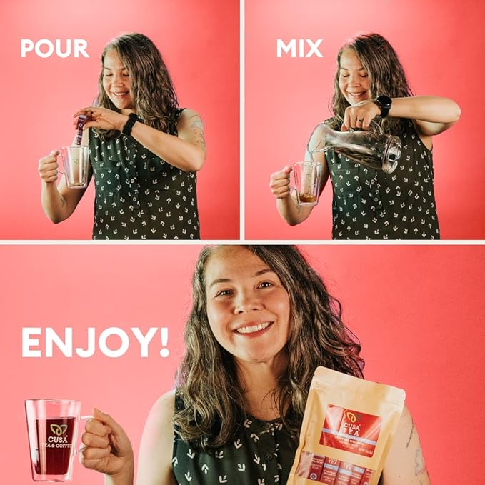 Cusa Tea & Coffee | Everyday Wellness Herbal Tea | Premium Caffeine Free Instant Tea | Hot & Iced Tea with No Added Sugar (30 Single Servings)