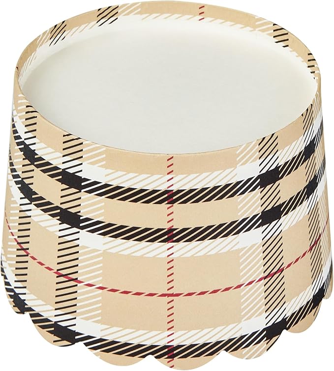 Panificio 10 Ounce Cupcake Wrappers, 200 Scalloped Baking Cups - Oven-Ready, Greaseproof, Plaid Paper Cupcake Liners, Disposable, For Birthdays, Baby Showers, Or Weddings - Restaurantware
