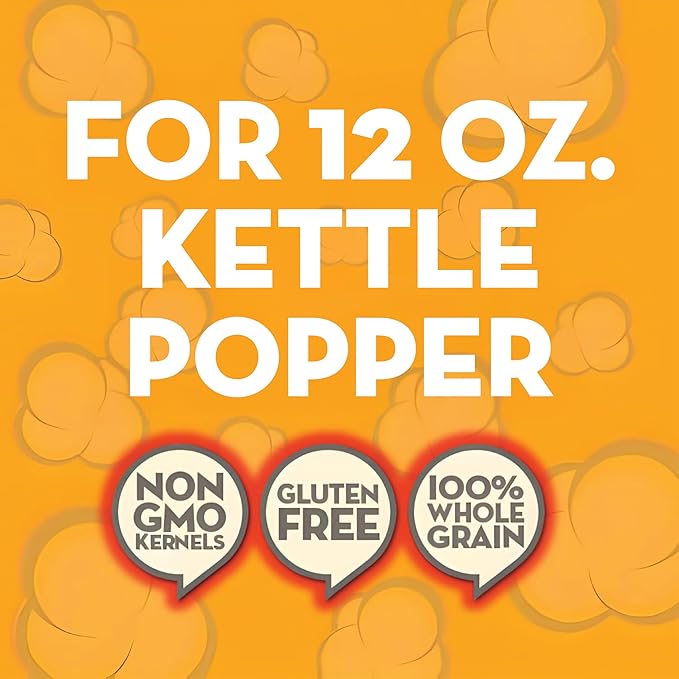 JOLLY TIME All in One Popcorn Kit, Portion Packets with Kernels, Oil and Salt for Movie Theater or Air Popper Machines (18 pack, 12oz Kettle)