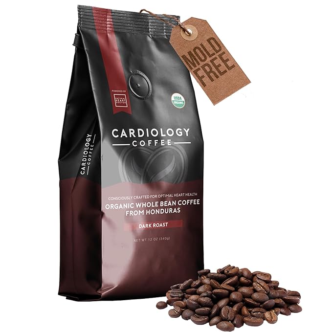 Cardiology Coffee ??Whole Bean Coffee ??USDA Certified Mold-Free 12oz Premium Dark Roast Coffee Beans - Organic Espresso Beans with Antioxidant Benefits ??Perfect for Heart Healthy Lifestyle