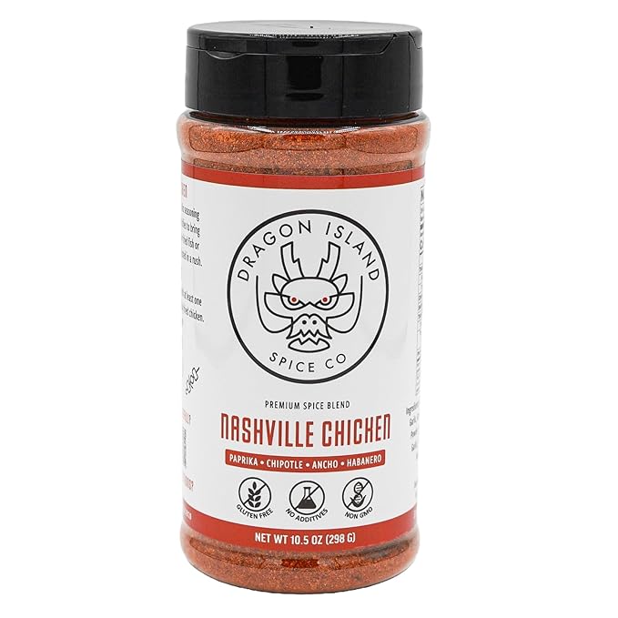 Dragon Island Spice - Nashville Chicken Seasoning | Fried Chicken Rub - Spicy Poultry Blend - Paprika, Chipotle, Ancho, & Habanero Chiles - Large Spice Jar