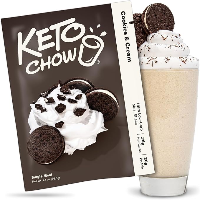 Keto Chow | Gourmet Keto Meal Replacement | Nutritionally Complete | You Choose the Fat | Easy Fast Low Carb Meal | Cookies and Cream