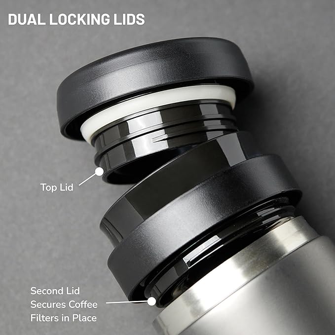 ESPRO P1 12 Ounces French Press Coffee Maker for Travel, Double-Walled Stainless Steel Vacuum Insulated, Brushed Stainless Steel