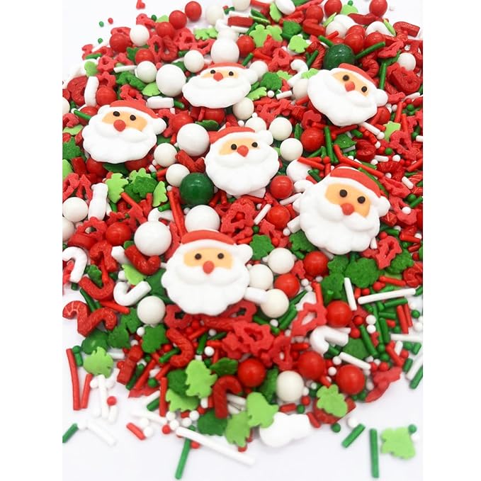 Santa Claus Sprinkles 7oz Candy Sugar Sprinkle Red and Green Sprinkles Cake Decorations Cupcake Toppers Cookie Decorating Ice Cream Celebrations