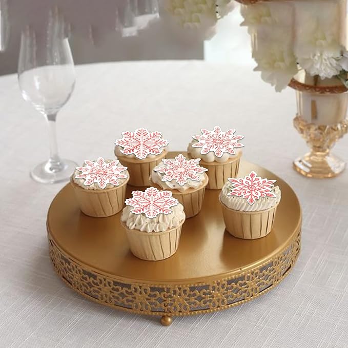 60 PCS Edible Snowflake Cupcake Toppers Wafer Paper Frozen Cupcake Topper Edible Snowflake Cupcake Picks Decoration for Winter Wonderland Christmas Birthday Party Cake Decorations Supplies White Pink