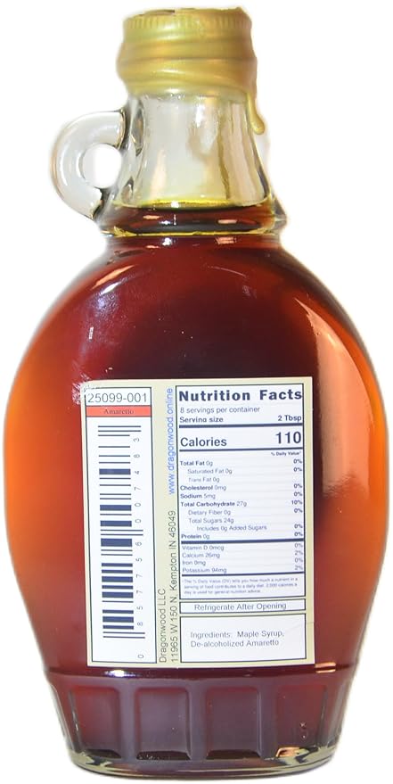 Amaretto Maple Syrup - For Pancakes and Waffles ??Made With Pure Maple Syrup And Dealcoholized Amaretto - By Dragonwood (8 fl oz)
